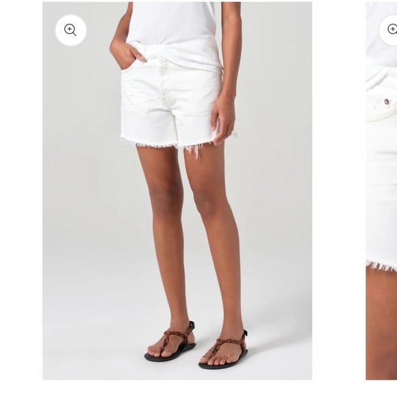 Agolde Parker Long Short White Organic Cotton Button Fly Raw Hem Sz 32 NEW - Picture 1 of 13